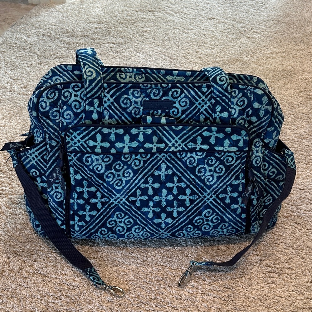 Blue Patterned Travel Diaper Bag